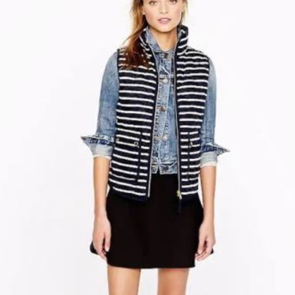 J. Crew Excursion Quilted Vest in Stripe - Size XS